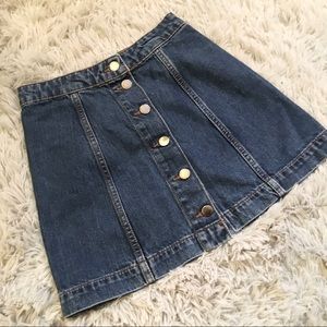 Topshop button front denim skirt